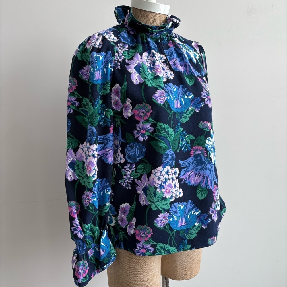 J.Crew Ruffleneck top in floral 365 crepe Size XS - Picture 7 of 10